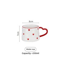 Ensemble de tasses à thé en céramique peintes à la main rouge et blanches avec bord irrégulier et base antidérapante pour le petit-déjeuner quotidien et les moments douillets