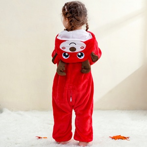 Michley 2025 usine en gros commande en gros vêtements pour bébé barboteuse <span class=keywords><strong>de</strong></span> noël rouge père noël avec chapeau détachable et <span class=keywords><strong>renne</strong></span> imprimer 0-36M - Product Image 4