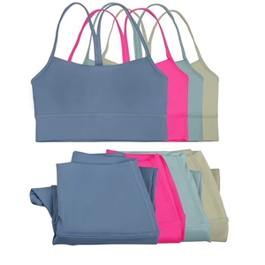 Conjunto de yoga para mujer, sujetador deportivo rosa y leggings, ropa de yoga para entrenamiento de alta intensidad, fitness, correr y entrenamiento. - Product Image 2