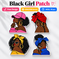 Patchs brodés personnalisés pour femmes afro-américaines, appliques en tissu à thermocoller pour vêtements et vestes