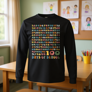 T-shirt a maniche lunghe con numeri matematici per 100 giorni di scuola, per insegnanti e bambini - Product Image 3