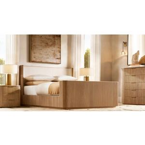 Cama de Madera de Lujo Personalizable, Estilo Americano Moderno, Tamaño King, con Base de Madera Sólida y Pie de Cama - Product Image 6
