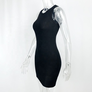 Novo Vestido Regata Feminino de Verão em Tecido Canelado, Sem Mangas, <span class=keywords><strong>Sexy</strong></span>, com Saia Justa e Efeito Modelador Simples - Product Image 4