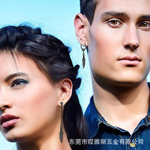 Fashion Stud Earrings Gold Color Zinc Alloy <b>Cross</b> <b>Chain</b> Long Stud Earrings Simple Style For Women - Product Image 2