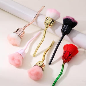 Brosse à ongles longue poignée en fibres douces, grande taille, rose, noir, rouge, or, rose doré, pour éliminer la poussière, pour manucure, salon, nettoyage des ongles, brosse pour nail art - Product Image 1