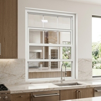 Ventana Corredera Vertical de Doble Hoja de Estilo Europeo, de UPVC y Aleación, Moderna, Ahorradora de Energía e Insonorizada para Cocina y Hogar