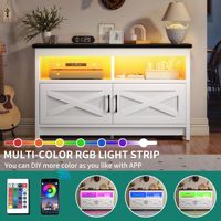 Ama zon Meuble TV en bois au design moderne personnalisé Console multimédia TV à prise de courant polyvalente avec armoires de rangement