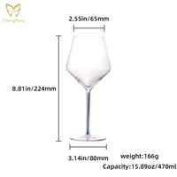 Verres à vin modernes personnalisés de 16 oz, gobelets en cristal soufflé à la main, pied coloré, pour Cabernet, Merlot et vins rouges