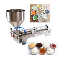 Vente directe d'usine, machine de remplissage semi-automatique pour boissons, aliments, pâtes, sauces, confitures, 1/2 buses, baril en verre/plastique, haute