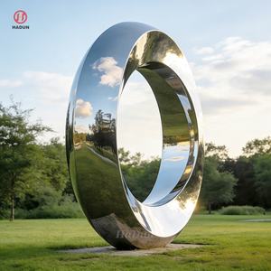 Sculpture géométrique circulaire abstraite moderne en acier inoxydable HADUN pour la décoration d'art public de rondins de circulation extérieurs - Product Image 4