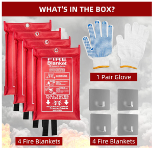 Couverture anti-feu de qualité supérieure, kit de sécurité d'urgence 1x1m, en fibre de verre ignifuge <span class=keywords><strong>pour</strong></span> la maison, la cuisine, l'atelier - Product Image 2