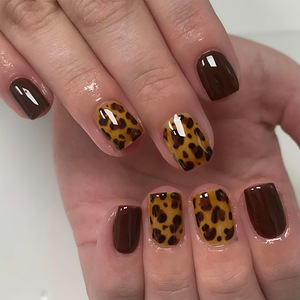 <span class=keywords><strong>Uñas</strong></span> Postizas Acrílicas <span class=keywords><strong>Cortas</strong></span> Almendradas <span class=keywords><strong>con</strong></span> Estampado de Leopardo, Venta al por Mayor, <span class=keywords><strong>con</strong></span> Pegamento, Marca Privada, Reutilizables 2026 - Product Image 2