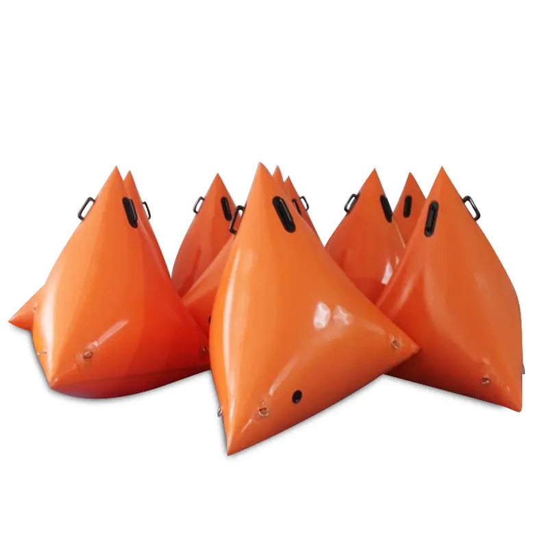 มาร์คว่ายน้ำสีส้มพีวีซีที่กำหนดเองพองไตรกีฬาทะเลทุ่นการแข่งขันลอยน้ำมหาสมุทรทุ่นที่มีโลโก้