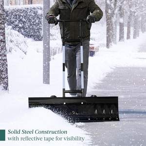 Pelle à neige en acier robuste de 36 pouces chariot d'allée avec roues poignée réglable lame coudée neige efficace - Product Image 2