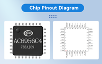Jieli AC6956C4 Bluetooth V5.1 Music IC MCU-32bit Mémoire Flash Matériel FPU 4M Stockage 20 Ports E/S Contrôleur USB 2.0 OTG