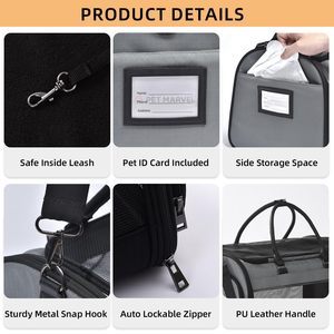 Bolsa de Transporte para Mascotas Transpirable, Aprobada por Aerolíneas, de Malla Suave, Plegable, para Perros y Gatos, con Correa para Equipaje y Tapete Lavable - Product Image 5