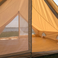 Tente cabane en toile de coton imperméable et anti-moisissure Glamping Luxury Folding Cotton Double doors Family House Tent for wild camping