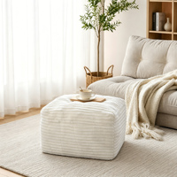 Pouf carré rembourré en velours côtelé, éco-responsable, fait main, avec rembourrage en mousse, repose-pieds, pouf de sol pour chambre