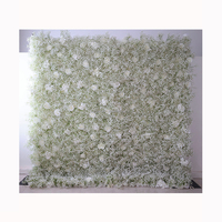 Décoration de fête de mariage fleur de rose blanche panneau mural fleur fontaine murale fleur murale verte
