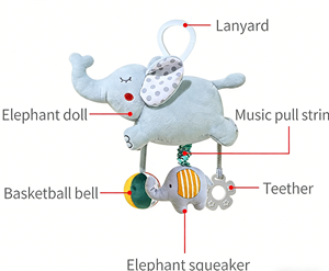 Juguete Musical para Bebés al por Mayor: Lindo Elefante y Erizo con Campanas, Mordedor Colgante para Carriolas, Asientos de Coche y Cunas - Product Image 2