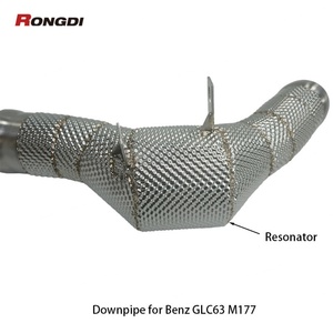 ท่อไอเสียสแตนเลส 304 พร้อมเรโซเนเตอร์สำหรับ Mercedes-Benz GLC63 AMG M177 4.0T ปี 2018-2022 ท่ออัพเกรด - Product Image 3