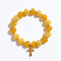 Bracelet Y2K en perles en forme de cœur pour femmes, bracelet extensible en pierres naturelles colorées, bijoux décontractés mignons, cadeau, vente en gros