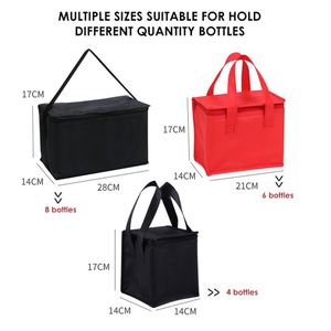 Wholesales Custom Logo Non-woven Outdoor Portable Wine Drink Cooler Bag Zipper Insulated Recyclable Cooler Bag for Promotional - Product Image 4