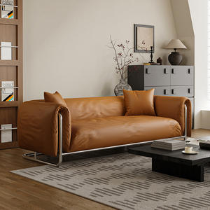 Juego de sofás italianos modernos de cuero 1 + <span class=keywords><strong>2</strong></span> + <span class=keywords><strong>3</strong></span> para salas de estar pequeñas, muebles de fila recta negros - Product Image 1