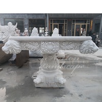 Grand Table de jardin extérieur en pierre, Statue de sapin, Table de luxe Style européen, pierre naturelle sculptée en marbre