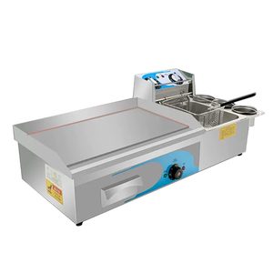 <span class=keywords><strong>Freidora</strong></span> Eléctrica Comercial <span class=keywords><strong>de</strong></span> 10L con Plancha Eléctrica para Cocinar Pollo y Hamburguesas - Product Image 1