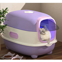 Litière pour chat multifonctionnelle Meubles pour animaux de compagnie Toilette pour chat fermée avec système d'élimination des odeurs et pelle