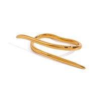 Bagues doubles torsadées J&D en acier inoxydable 18 carats, design moderne enveloppant, pour femmes