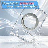 Coque de téléphone transparente PC+TPU anti-collision pour iPhone 18 Duo, avec support rotatif pliable, protection intégrale contre les chocs