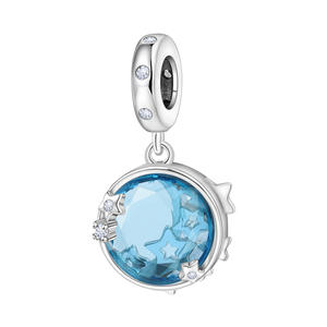 Nuevo colgante de estrella y luna de cobre blanco, estilo nicho, lujo ligero, accesorio de pulsera DIY de alta gama para mujer - Product Image 1