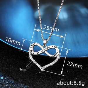 Collana con Ciondolo a Forma di Cuore e Numero Otto alla Moda per Donne, Catena Classica dell'Amore Eterno per Coppie - Product Image 5
