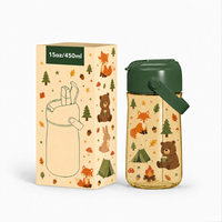 Bouteille d'eau réutilisable en plastique pour enfants de 15 oz, sans BPA, écologique, sans danger pour les aliments, avec couvercle à paille anti-fuite et design personnalisé