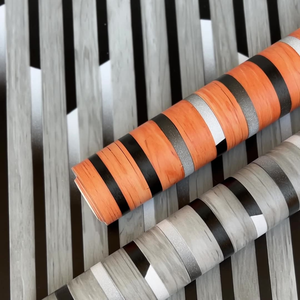 UDK <span class=keywords><strong>Papier</strong></span> <span class=keywords><strong>peint</strong></span> de luxe en bois brillant 45cm de large <span class=keywords><strong>rayures</strong></span> verticales avec taches dorées pour les murs de la salle à manger. - Product Image 3