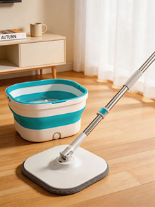 Serpillère rotative avec seau grande capacité pour nettoyage humide et sec, nouvelle arrivée, gain de temps, pliable, 360° °   Nettoyeur à serpillière rotative - Product Image 3