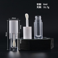 Emballage de tubes cosmétiques vides en plastique injecté de 6 ml, colorés, avec grand applicateur et capuchon à vis, pour rouge à lèvres, personnalisables par sérigraphie