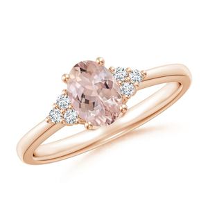 Bagues de créateur en Morganite Rose, Bagues de fiançailles en or rose avec diamants, Bague ovale en Morganite fleurie avec diamants - Product Image 3