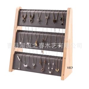 Grand présentoir incliné à trois rangées pour bracelets, support pour colliers et pendentifs, présentoir à bijoux à trois niveaux, accessoire de présentation de bijoux pour vitrine - Product Image 1