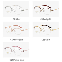 S6011 nouvelle monture de lunettes en titane pur avec incrustation de diamants Style rétro à la mode vente chaude lunettes Halfrim pour les femmes