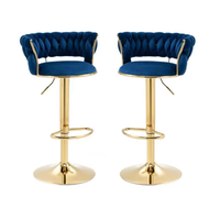 Tabouret de bar pivotant moderne en velours réglable en hauteur avec dossier, cadre en métal durable - Confortable pour la maison, le bar, la salle à manger en plein air