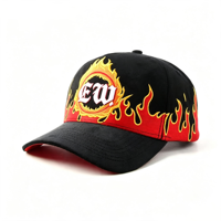 Gorra de Béisbol Unisex de 5 Paneles de Gamuza con Logotipo Bordado Personalizado, Diseño de Llamas, Ajustable, Gorras Deportivas al por Mayor
