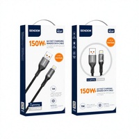 SENDEM M28P Kabel USB 3.0 ke Lightning 150W 6A Pengisian Cepat Kabel Transfer Data 1M Berbahan Kepang