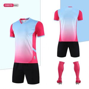 เสื้อฟุตบอลผ้าโพลีเอสเตอร์สำหรับทุกเพศไซส์พิเศษเสื้อฟุตบอลผ้าแห้งเร็วสีชมพูสีฟ้า - Product Image 4
