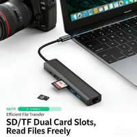 Hub USB-C haute vitesse 7 ports avec USB3.0*2 PD100W RJ45 1000M 4K HDTV, station d'accueil en alliage d'aluminium pour Macbook