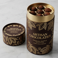 Tube en papier spécial avec logo personnalisé en estampage or pour truffes au chocolat de luxe avec insert alimentaire et boîte écologique
