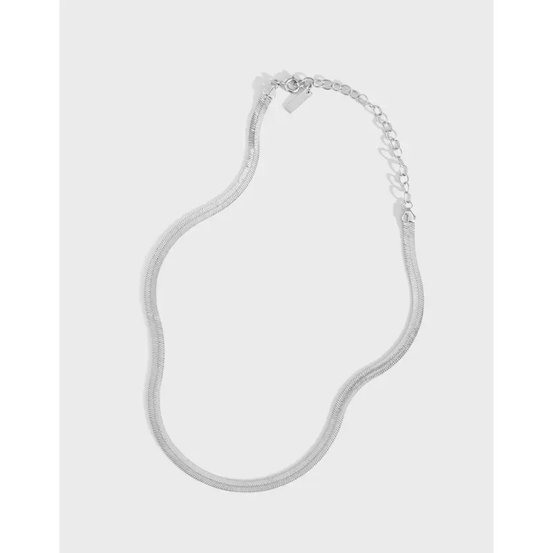 Fine Jewelry Women Sterling Silver 925 Flat Snake Chain Choker herringbone necklace