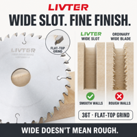 LIVTER Lame de scie circulaire à rainurer TCT réglable sur mesure 180x5.0/3.8x35x36T pour le travail du bois